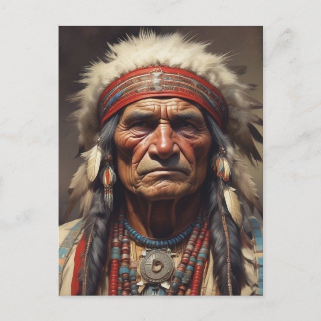 Carte Postale Geronimo Portrait du chef guerrier indien (Devant)