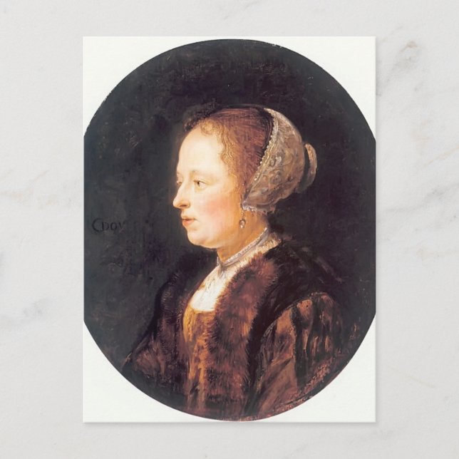 Carte Postale Gerrit Dou - Portrait d'une femme (Devant)