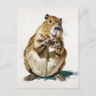 Carte Postale Geste d'amour de capybara mignon