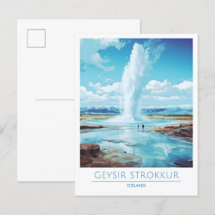Carte Postale Geysir Strokkur Islande Vintage voyage
