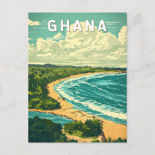 Carte Postale Ghana Illustration Travel Art Vintage