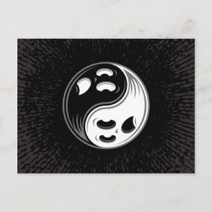 Carte Postale Ghost Yin Yang Noir et blanc