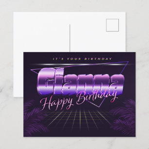 Carte Postale Gianna Name Prénom lila Date d'anniversaire de la