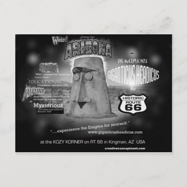 Carte Postale giganticus headicus Salutations de la route AZ 66 (Devant)