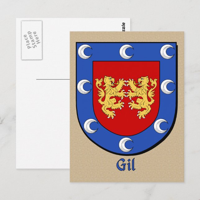 Carte Postale Gil Ancestral Bouclier héraldique (Devant / Derrière)