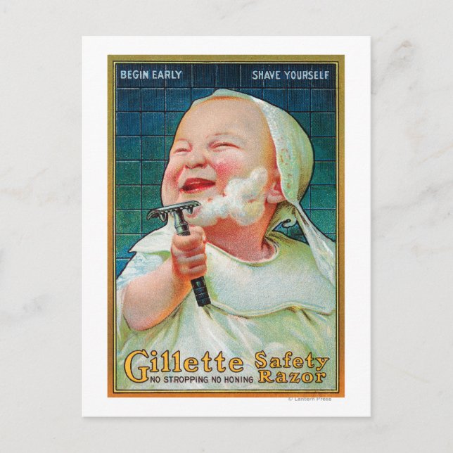 Carte Postale Gillette Safety Razor - Commencer le rasage précoc (Devant)