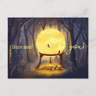 Carte Postale Ginger cat dans la forêt enchantée personnalisable