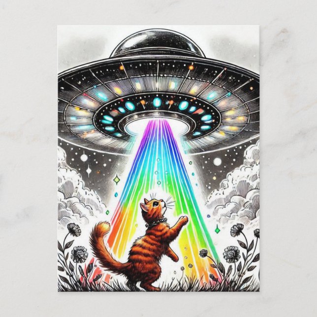Carte Postale Ginger Kitty et OVNI (Devant)