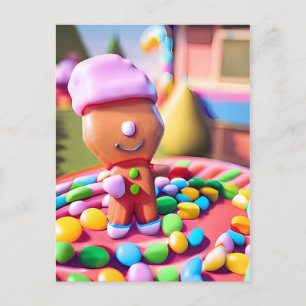 Carte Postale Gingerbread Boy Makes Good - Christmas Art