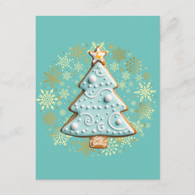 Carte Postale Gingerbread Cookie, sapin de Noël (Devant)