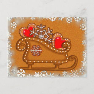 Carte Postale GINGERPREAD SLEIGH & COOKIES par SHARON SHARPE