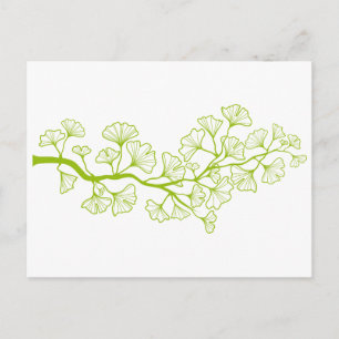 Carte Postale ginkgo avec feuilles verts
