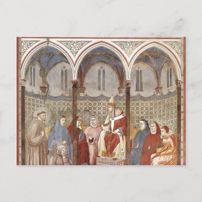 Carte Postale Giotto : Saint François prêchant un sermon au pape (Devant)