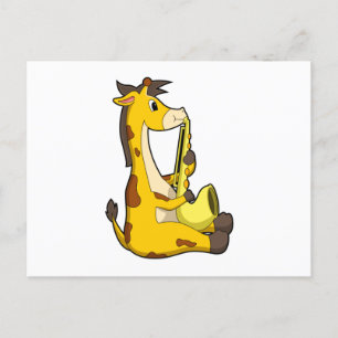 Carte Postale Girafe à la musique avec saxophone.PNG