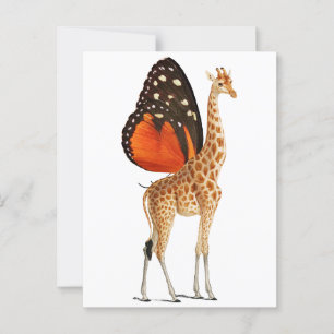Carte Postale Girafe à papillon