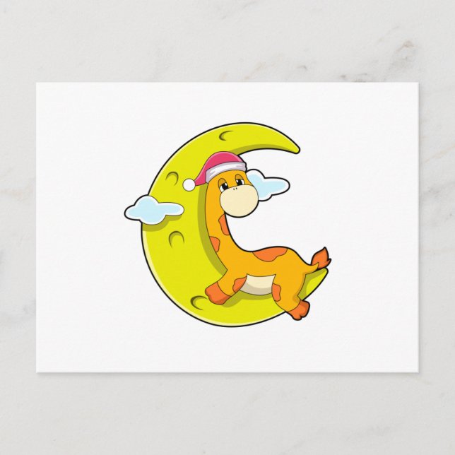 Carte Postale Girafe au coucher de la lune (Devant)