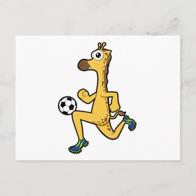 Carte Postale Girafe au sport de football (Devant)