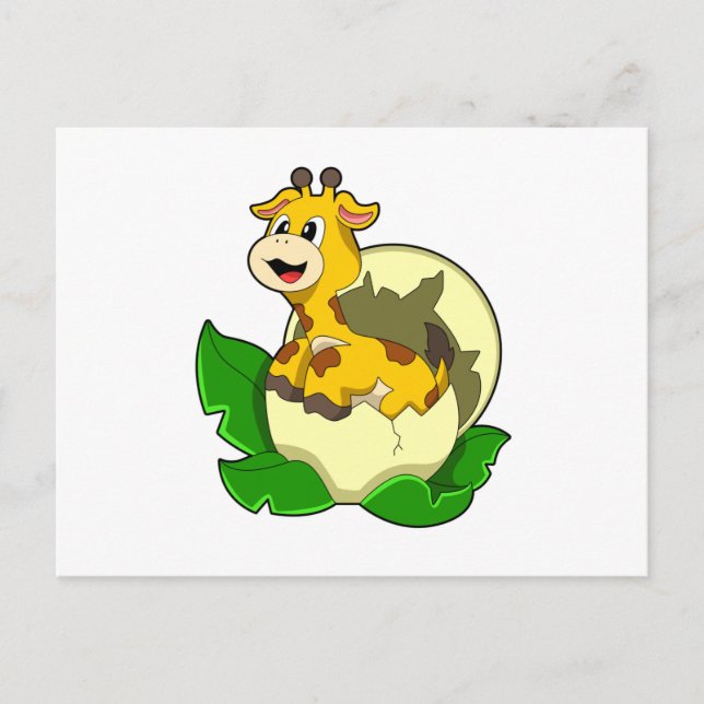 Carte Postale Girafe aux feuilles et oeufs (Devant)