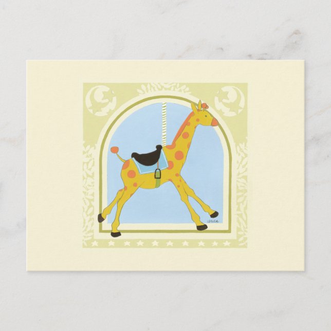 Carte Postale Girafe avant juin Bruyère Vess de carrousel (Devant)