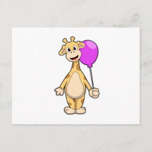 Carte Postale Girafe avec ballon