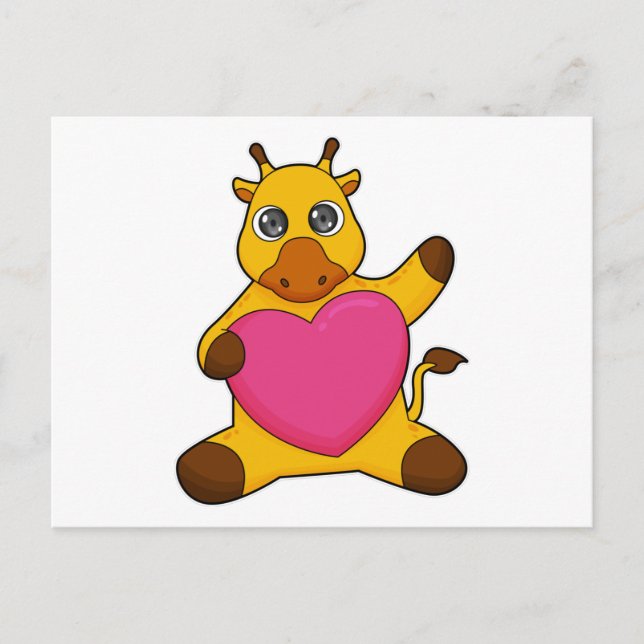 Carte Postale Girafe avec Cœur (Devant)