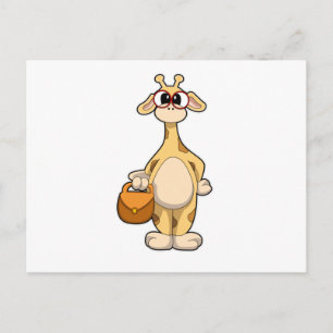 Carte Postale Girafe avec lunettes et sac