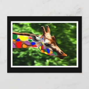 Carte Postale Girafe d'arc-en-ciel