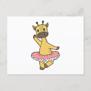 Carte Postale Girafe en ballerine au ballet avec jupe