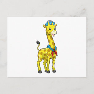 Carte Postale Girafe en voile avec casquette de voile