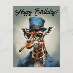 Carte Postale Girafe personnalisée avec chapeau haut de forme Jo