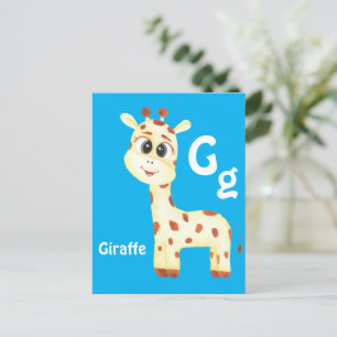 Carte Postale Girafe personnaliser ABC : Lettre G - Ajoutez votr