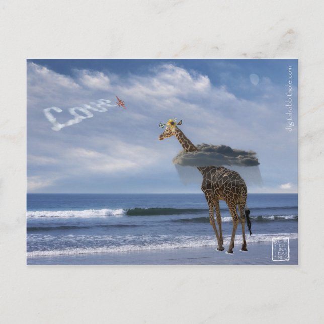 Carte Postale Giraffe à la plage (Devant)