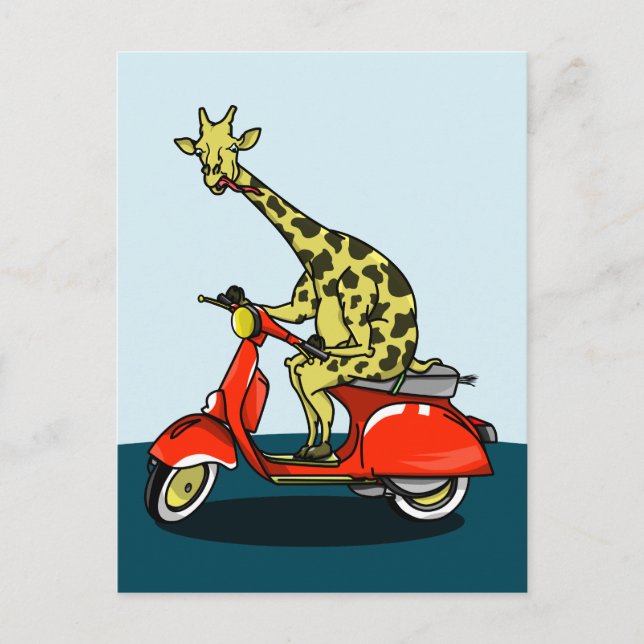 Carte Postale Giraffe à moto (Devant)