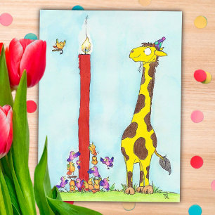 Carte postale GIRAFFE ANNIVERSAIRE par Nicole Jane