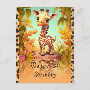 Carte Postale Giraffe Anniversaire pour enfants