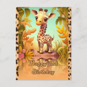 Carte Postale Giraffe Anniversaire pour enfants