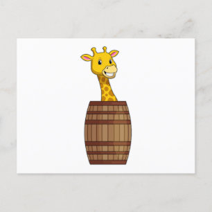 Carte Postale Giraffe avec tonneau