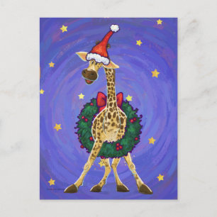 Carte postale Giraffe Christmas Holiday