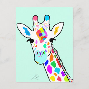 Carte Postale Giraffe colorée Art Moderne