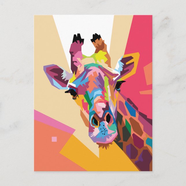 Carte Postale Giraffe colorée Pop Art (Devant)
