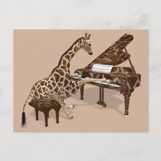 Carte Postale Giraffe de musique jouer Piano (Devant)