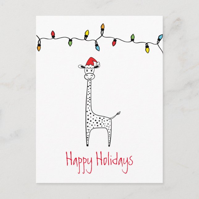 Carte Postale Giraffe de Noël lunatique (Devant)