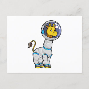 Carte Postale Giraffe en astronaute dans la sphère de verre
