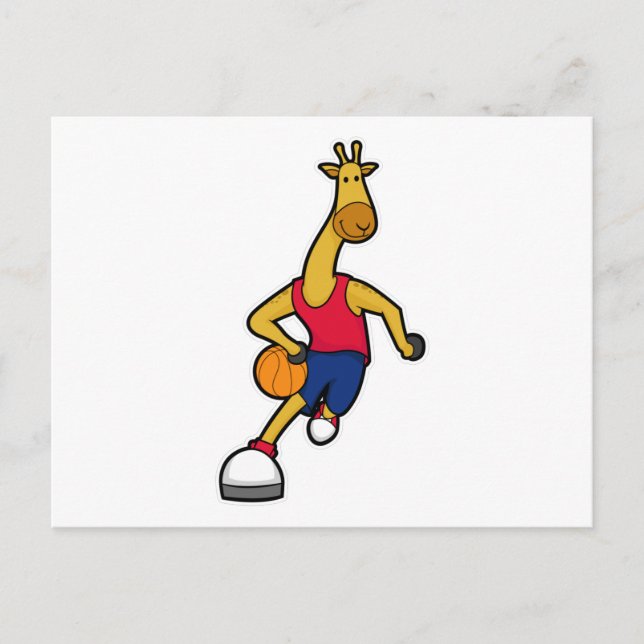 Carte Postale Giraffe en tant que joueur de basket-ball avec Bas (Devant)