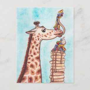 Carte Postale Giraffe et Crêpes