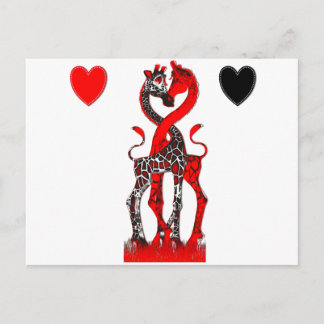 Carte Postale Giraffe Love - Passionate Red