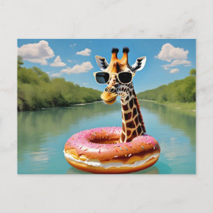 Carte Postale Giraffe mignonne sur le dispositif de flottaison d