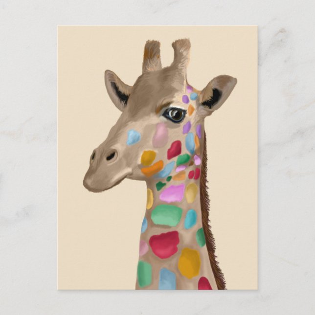 Carte Postale Giraffe multicolore (Devant)