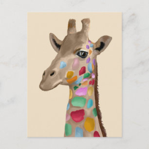 Carte Postale Giraffe multicolore
