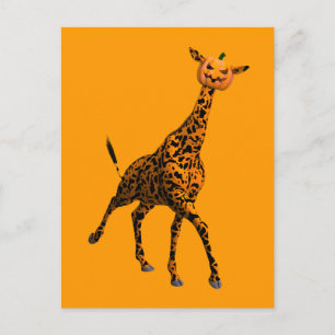 Carte Postale Giraffe Orange Avec Tête Citrouille